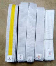 White Belt Karate Taekwondo Judo Martial Arts Size 000 to 1  lot of 36 belts 