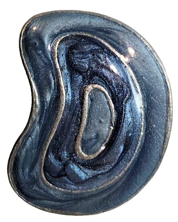 Vintage Pewter Blue Marble Swirl Enamel Costume Fashion Earrings Foto 4 de 4