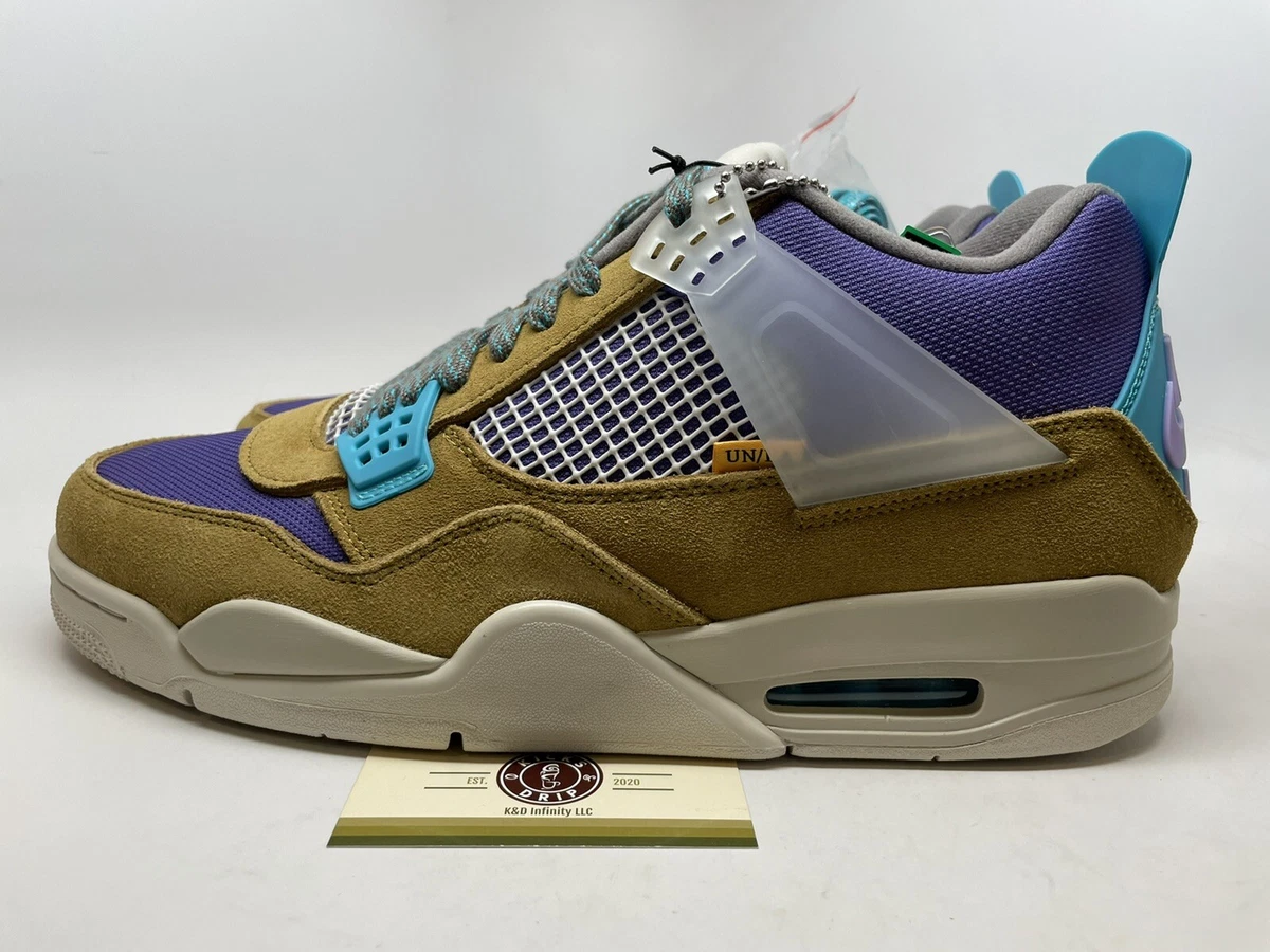 Union LA x Air Jordan 4 lV Retro 'Desert Moss' Yellow Lakers Mens