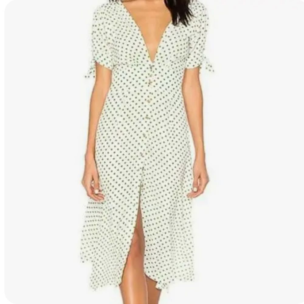 Faithfull The Brand White Green Polka Dot Dress Size US 4 Billie Midi Lula  Dot | eBay