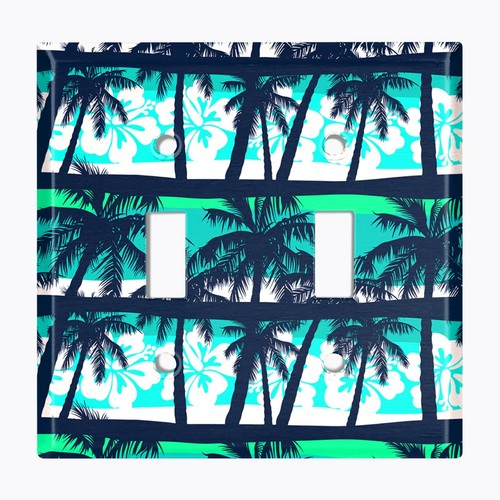 Metal Light Switch Cover Wall Plate Palm Tree Stripes Flower Tropical - Bild 6 von 26