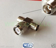 1 x TNC Male To 2 TNC Female in series T Adapter RF Connector Antenna Router USA