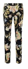 Brand NWTs Just Cavalli Women's Black Floral Baroque-Print Jeans Pants Bargain