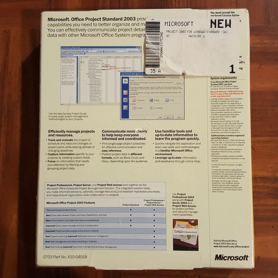 NEW Microsoft Office Project Standard 2003 ACADEMIC Full Version SEALED BOX - Image 3 of 3