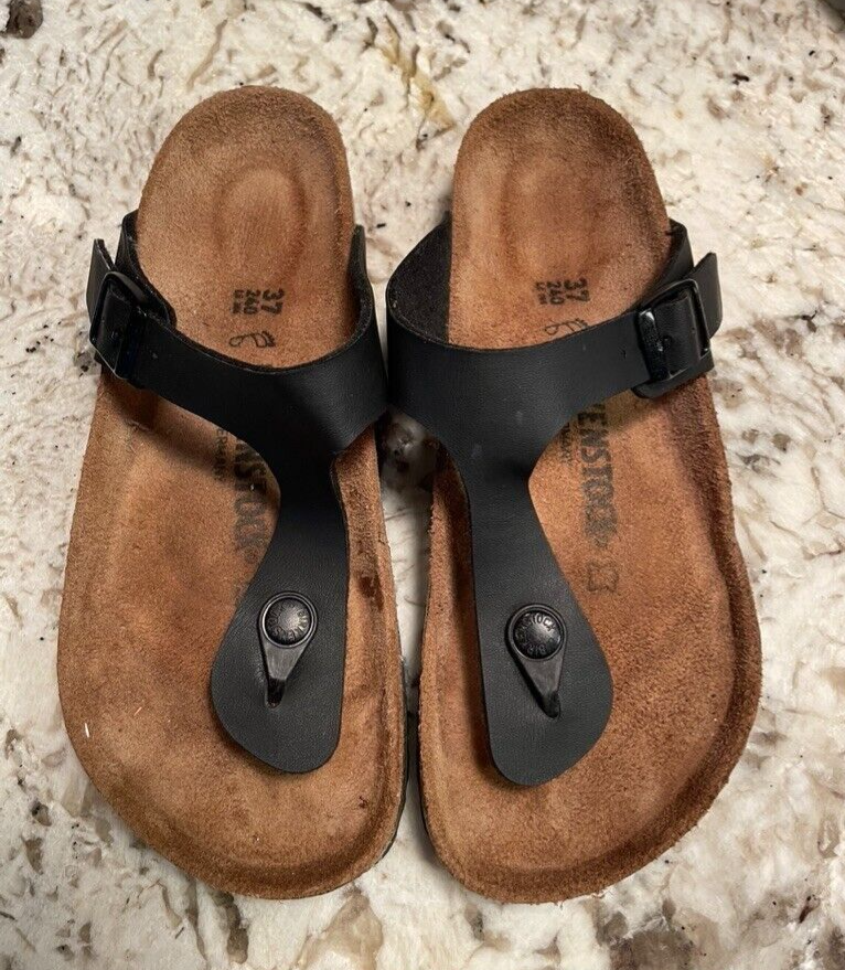 Birkenstock Gizeh Birko-Flor Black sz 37 US 6-6.5 | eBay