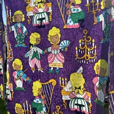 Fabric Vintage 1970’s Baroque Rococo Style Harpist Pianist Prince Princess (M)