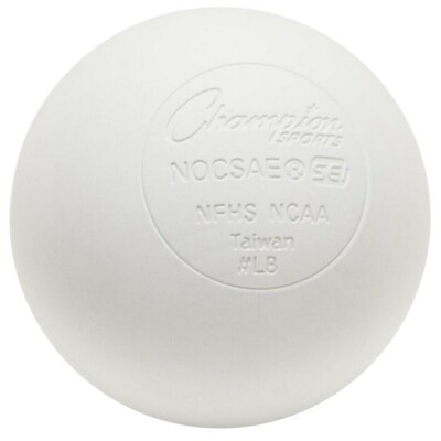 Champion Sports Official Size Rubber Lacrosse Ball - White (Single)