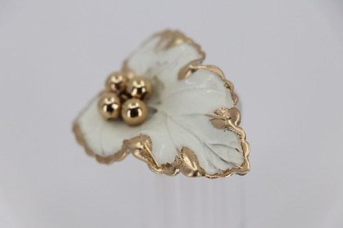 vintage napier leaf brooch pin white enamel autumn thanksgiving gold tone - Picture 3 of 16