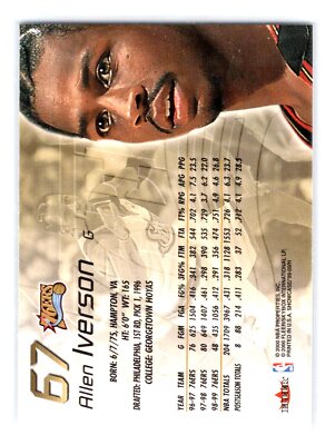 2000 Fleer #67 Allen Iverson Philadelphia 76ers | eBay
