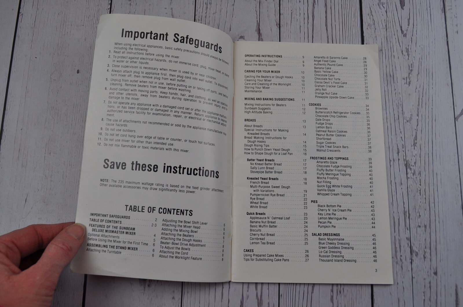 Vintage Sunbeam Deluxe Mixmaster Food Mixer Recipe Book & Instructions 1979