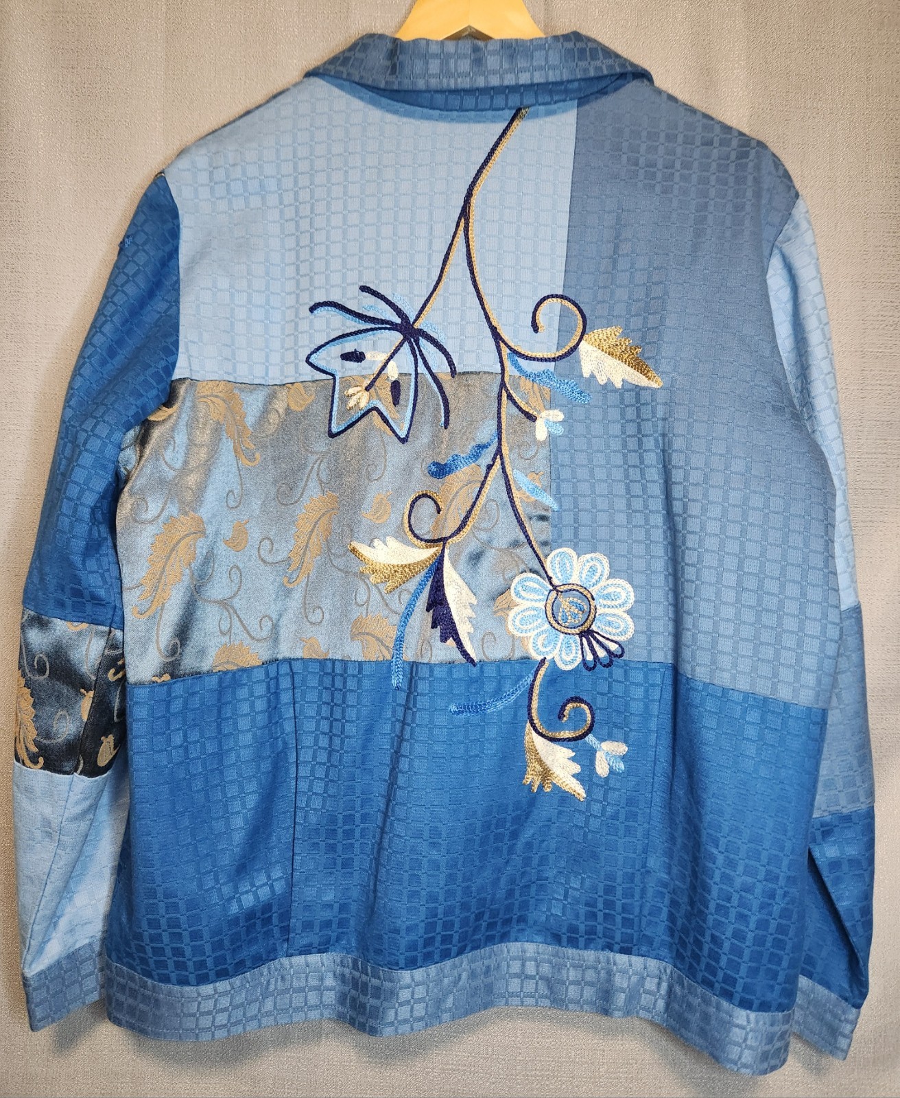 1990s Indigo Moon Patchwork Embroidered Floral Sh… - image 6