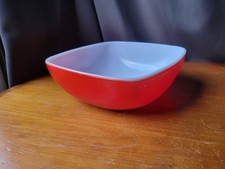 Vtg Pyrex Hostess Red A-10 - 2 1/2qt. Square Ovenware & Serving Bowl 9x9x3.25