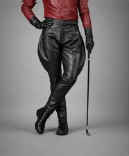 Mens Genuine Leather Black Pants Lader Hosen Trousers Real Biker Rider Breeches