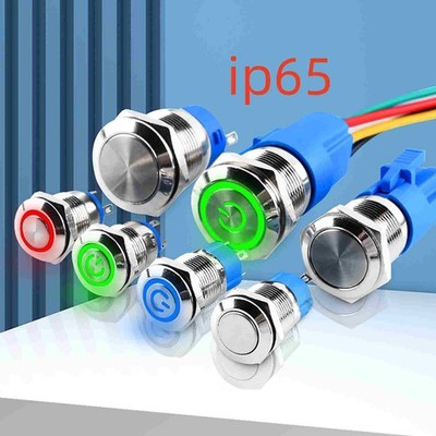Metall Druckschalter Drucktaster Ø 12 16 19mm LED 3V 12V 24V /5A 4 Pin/IP65