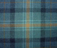 Shetland Laine Rideau Tissu Bleu Marine Doré Tartan Tapisserie Coussin 25 Mètres