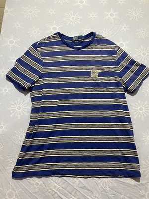 90s Ralph Lauren Aztec Indian Southwest Western Striped Blue T Shirt XLarge