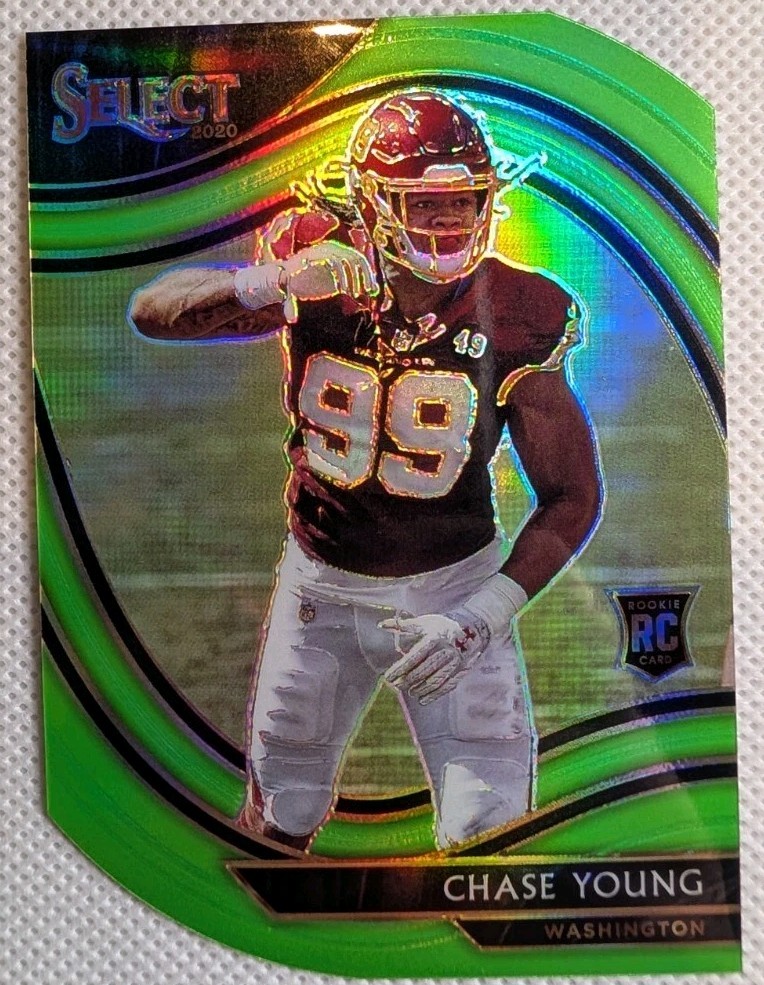 2020 Panini Select CHASE YOUNG RC #364 Field Level Die-Cut Neon Green Commanders