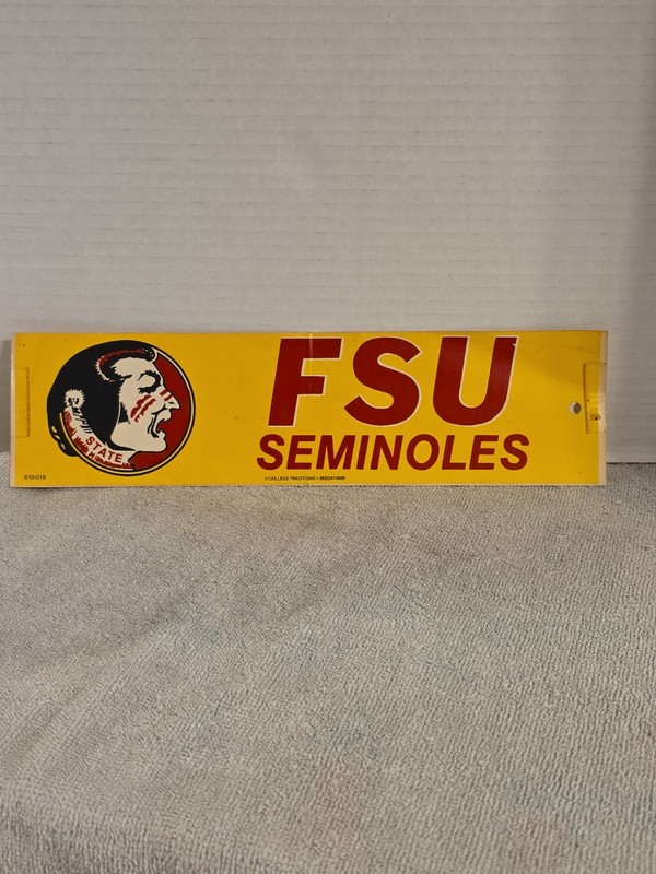 FSU Florida State University Seminoles Vintage Bumper Sticker Yellow
