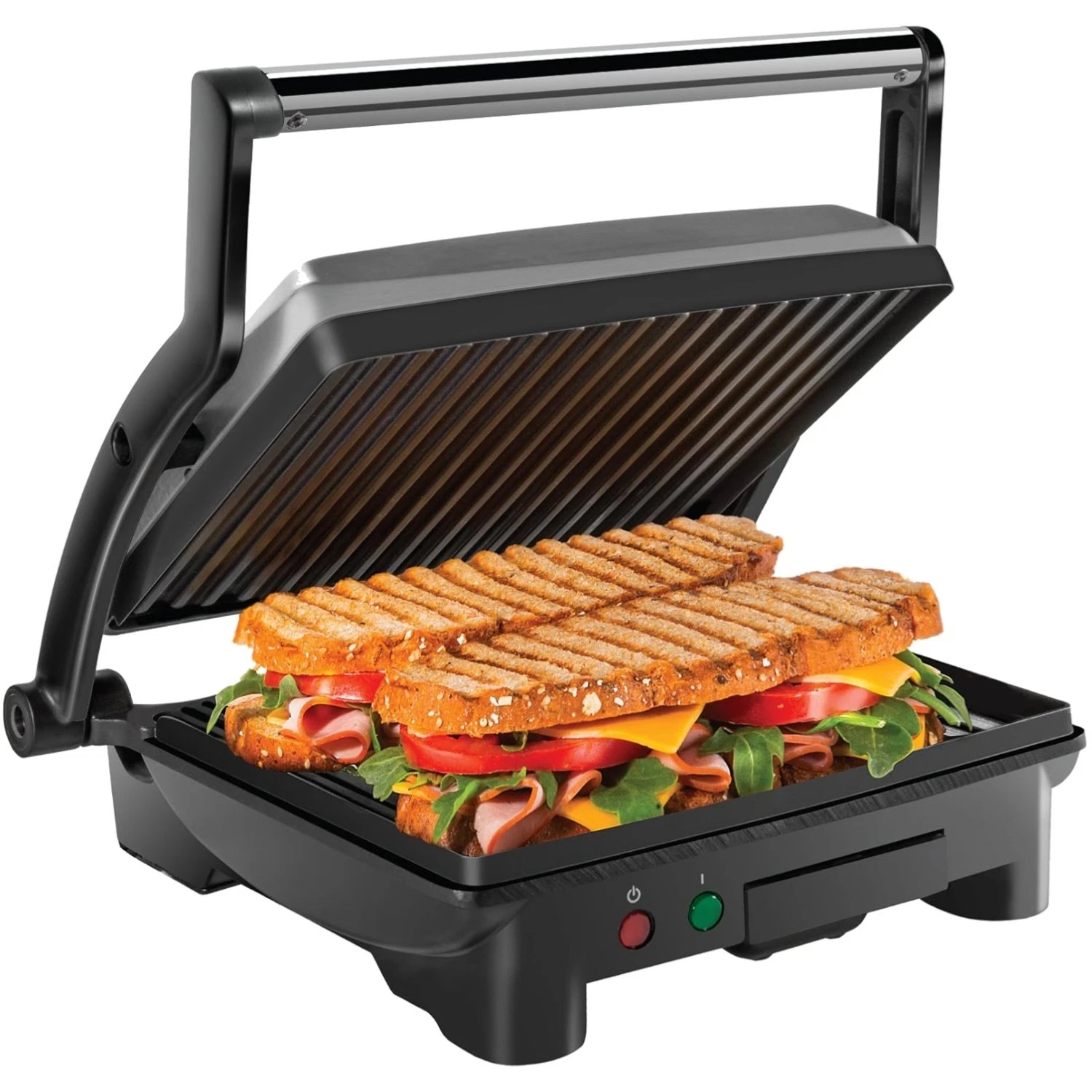 4-Slice Panini Press Grill - Opens 180 Degrees for Perfect Sandwiches & More