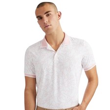 G/FORE Star Dust Rib Collar Tech Jersey Pink and White Polo Golf Trifle Size M