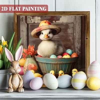 Easter Desktop Decoration Duckling & Eggs Plaque Farmhouse Spring Home Accent