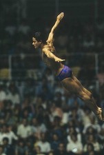 Summer Olympics USA Greg Louganis in action during Men's 10M Platf- Old Photo 2