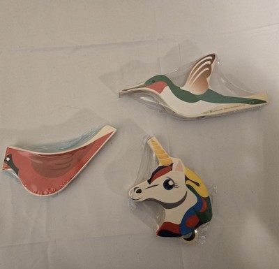 Lot of 3 Maple Landmark Whistles Hummingbird Cardinal Unicorn NEW
