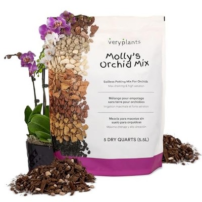 Molly's Orchid Potting Mix - Premium Gritty Soilless Orchid Mix - Chunky High...