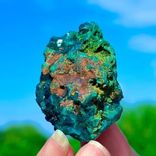 44G Natural Green Dioptase With Malachite Gemstone Cluster Mineral Specimen