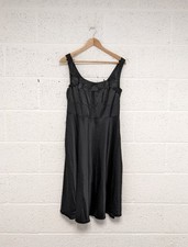 Monsoon Silk Blend Dress Black Evening Party Occasion Cocktail Y2K - UK 16