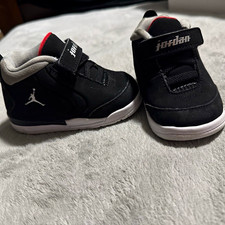 Jordan Toddler Sneakers Size 4c Hook Loop Low Top Black White Gray Red