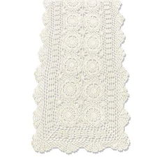 Cotton Handmade Crochet Lace Table Runner Beige Rectangle Coffee Table Dresse...