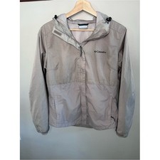 Columbia Womens Tan Beige Colorblock Hooded Windbreaker Jacket Medium