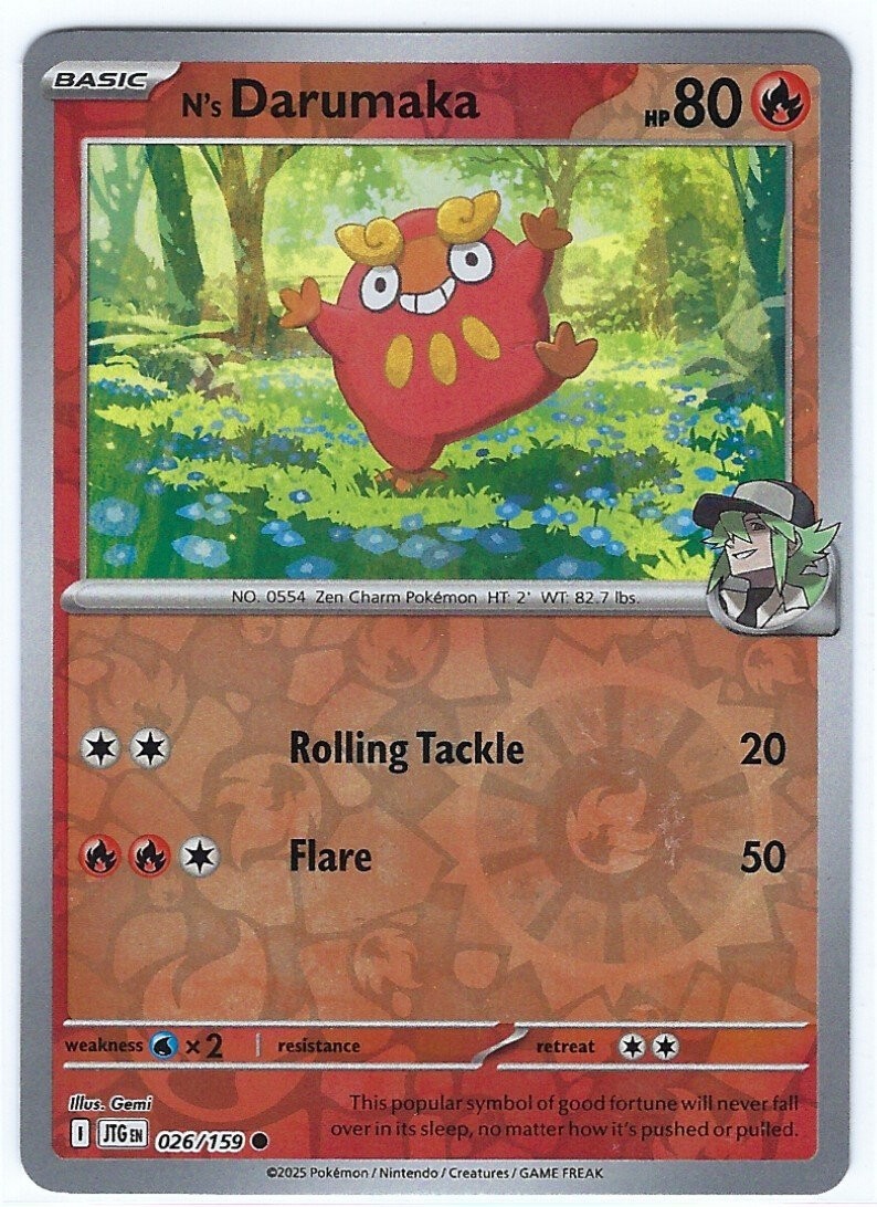 N's Darumaka - REVERSE HOLO FOIL - Journey Together card #26/159 - FRESH PULL NM