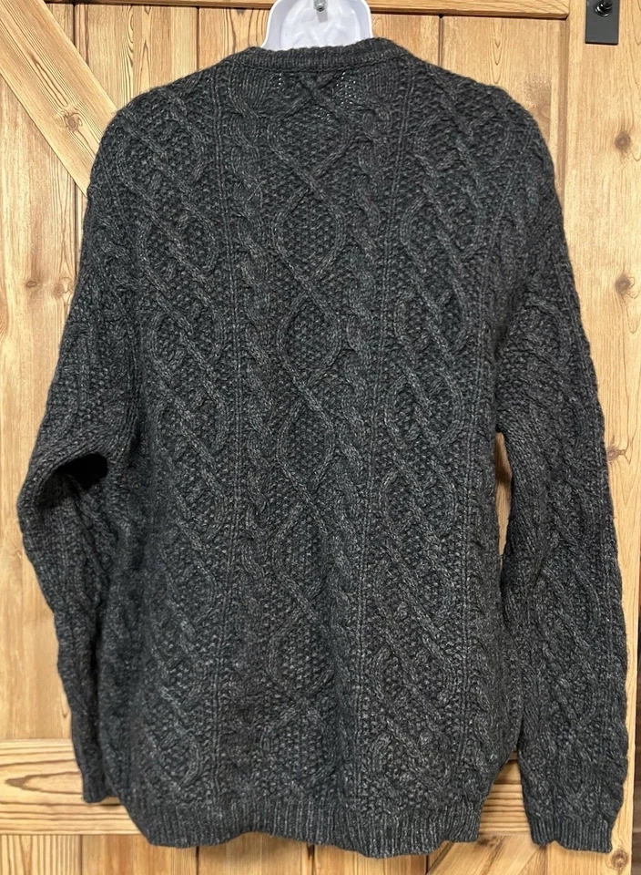 Suéter tejido Sonoma para hombre talla XL carbón profundo 80 % lana pescador Aran K-662 Foto 4 de 4