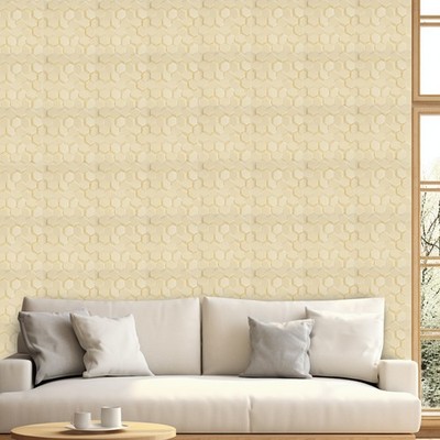 Beige 21.3'' x 21.3'' 3D Honeycomb Tile Brick Wall Sticker Waterproof Wall Panels