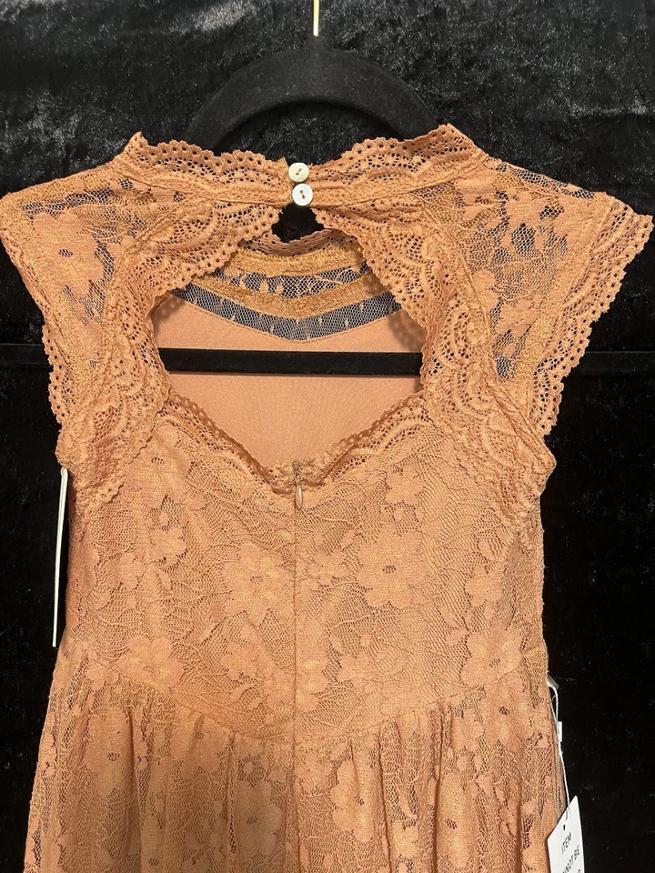 Mia Joy Emma Dress Girls Size 6 Tiered Lace Rust Zip Lined Sleeveless Easter NWT - Image 4 of 4