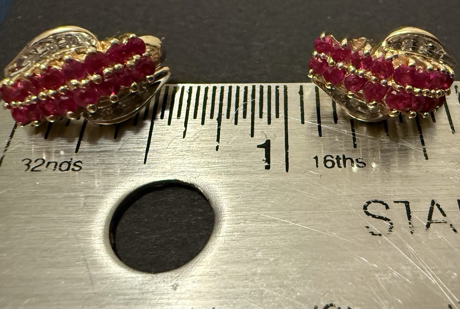 4g Solid 14k Yellow & White Gold Ruby Natural Dia… - image 7