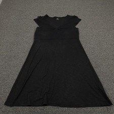 Toad&Co Dress Womens Medium Black V-Neck A-Line Short Sleeve Tencel Blend Knit