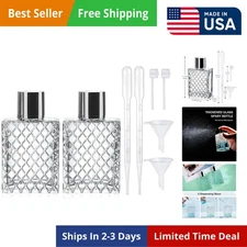2 Pack Refillable Glass Spray Perfume Bottles 100Ml / 3.4 Oz Cosmetic Fine Mist