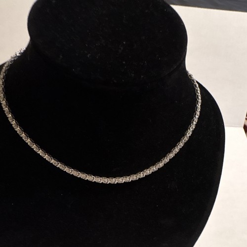 Silver and diamond tennis necklace. Sliver 925. Real diamonds, vintage setting.
