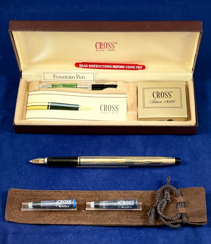 CROSS 10K GOLD-FILLED ROLLED CLASSIC CENTURY FOUNTAIN PEN w14K