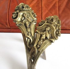 Vintage Cast Brass Curtain Rod Holders Brackets Drape Tiebacks Floral Leaves
