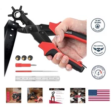 Durable Manual Leather Hole Punch Set with Safety Lock for Crafting Perfection