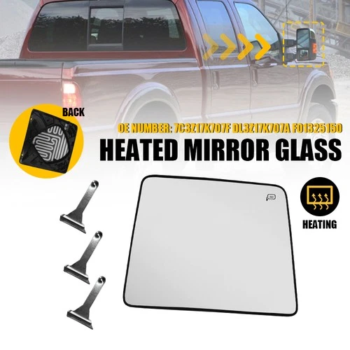 Mirror Glass Replacement for 2008-16 Ford F-250 Super Duty Passenger Side Upper