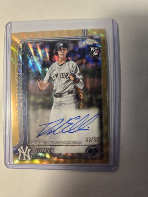 2025 Topps Chrome Gold Wave Baseball Auto Card, Duke Ellis-#33/50
