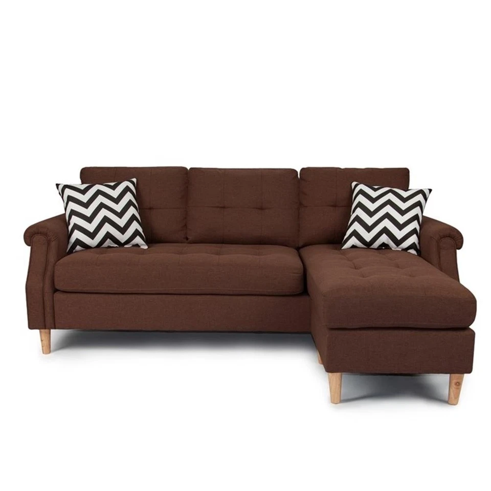 Poundex Furniture Fabric Reversible Sectional Sofa Set in Espresso Color - Image 3 of 4