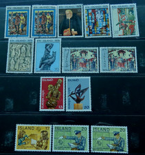Iceland 1974 14 stamps SG 516/530 Mint hinged or Used cat £10.25
