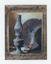 Antique Kerosene Lamp, Straw Hat and Spider Custom-made Lenticular 3-D Picture