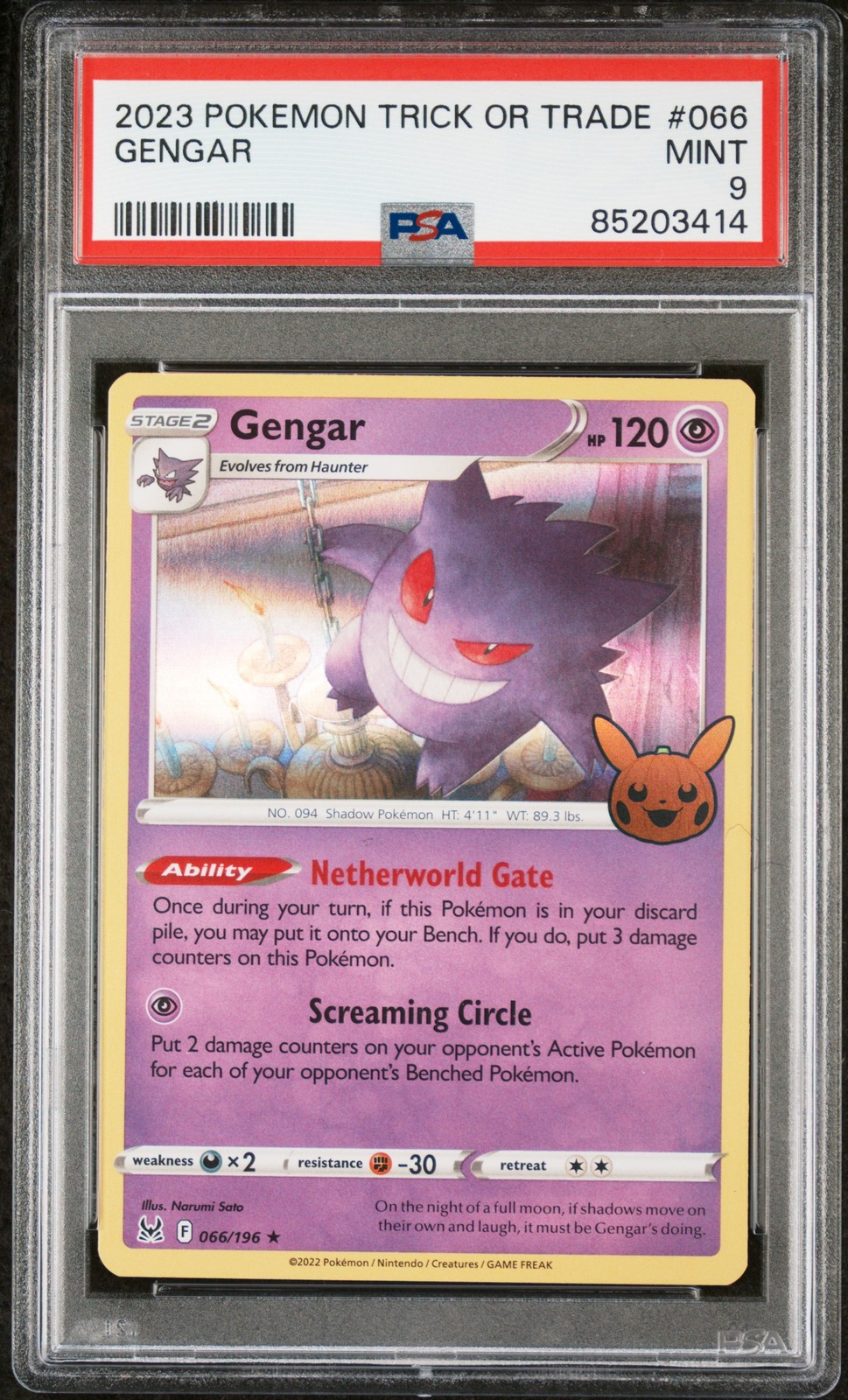 2023 POKEMON TRICK OR TRADE #066 GENGAR PSA 9